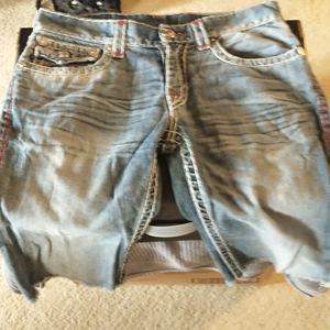Tru Religion Shorts Big Stich Red And White Stiching . Refer to Pictures